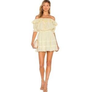 Tularosa x Revolve  Brielle Embroidered Dress in Mellow Yellow, New with Tags